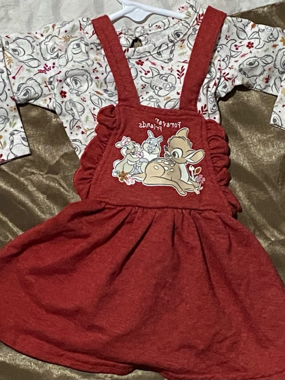 Red Bambi Graphic Pinafore Dress for Kids without tights
